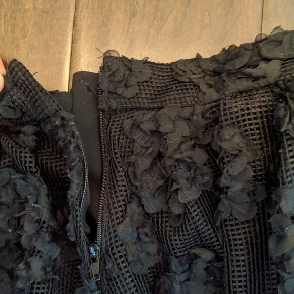 Black Floral Applique Mesh Skirt - Picture 2 of 6